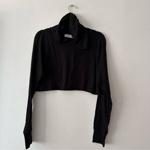 Eterne Cropped Hoodie Cotton Blend Size S‎ Top Tee black
